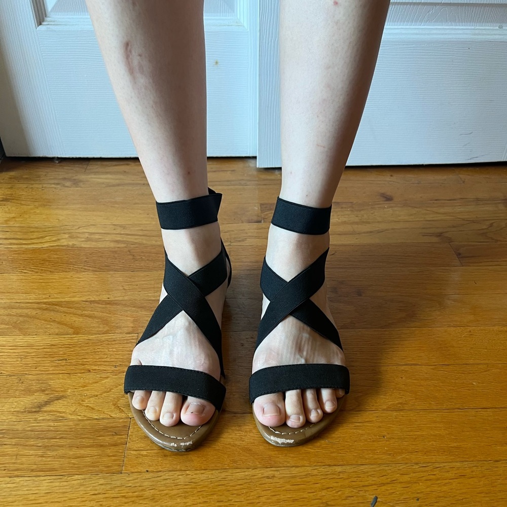 Free People Coconuts Hannah Stretch Gladiator Sandal Black Size 7